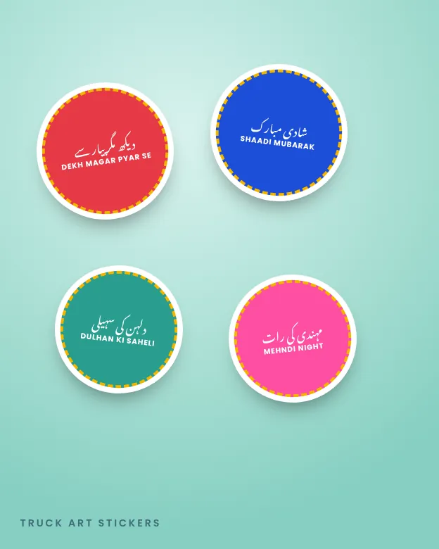 Truck art style round stickers
